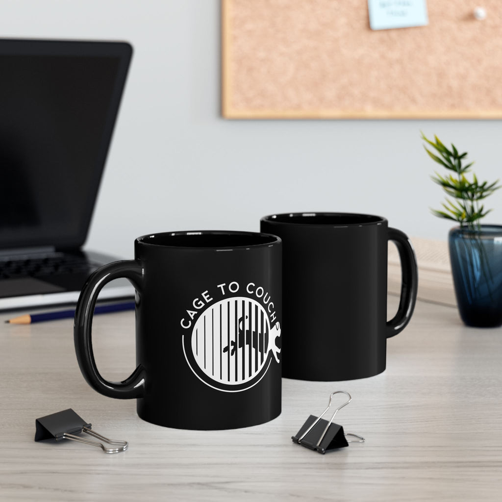 Cage to Couch Black Mug